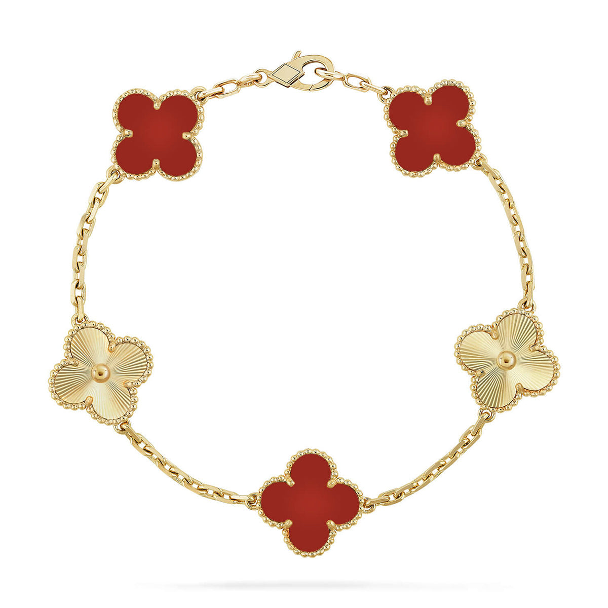 [Max Jewelry ] CLOVER 5 MOTIF RED CORNELIAN BRACELET COLLECTION
