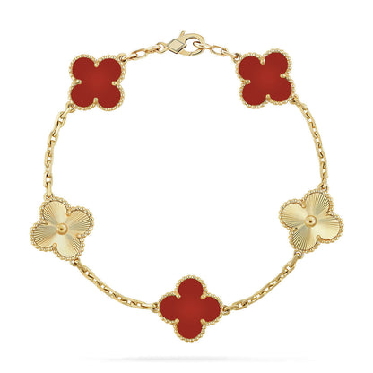 [Max Jewelry ] CLOVER 5 MOTIF RED CORNELIAN BRACELET COLLECTION