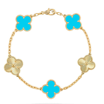 [Max Jewelry ] CLOVER 5 MOTIF TURQUOISE BRACELET COLLECTION