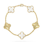 [Plus&Max]LUCKY CLOVER 5-MOTIF BRACELET - WHITE MOTHER-OF-PEARL COLLECTION