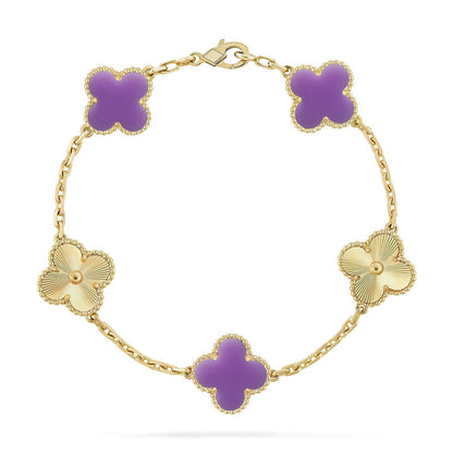 [Plus&Max]LUCKY CLOVER 5-MOTIF BRACELET - LAVENDER COLLECTION