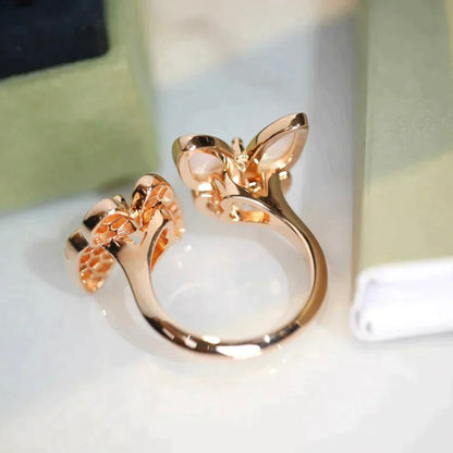 [Max Jewelry ]TWIN BUTTERFLY DIAMOND MOP RING