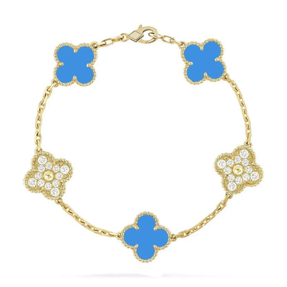 [Max Jewelry ] CLOVER 5 MOTIF BLUE AGATE BRACELET COLLECTION