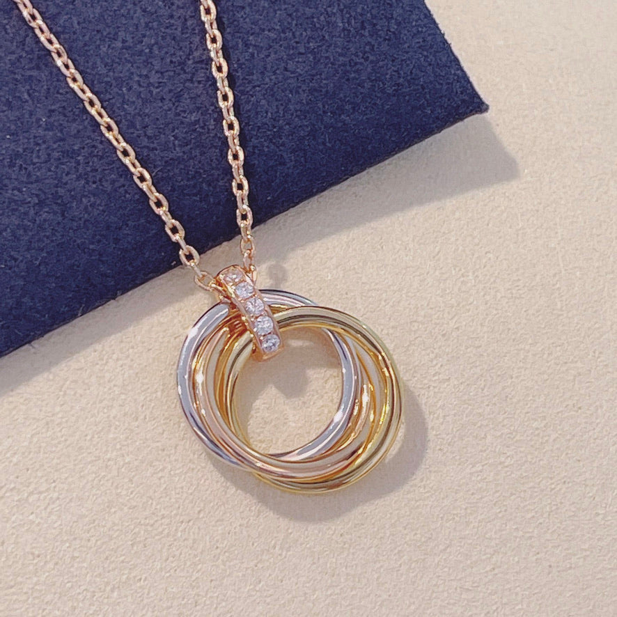 [Max Jewelry ]TRINITY NECKLACE GOLD  DIAMONDS