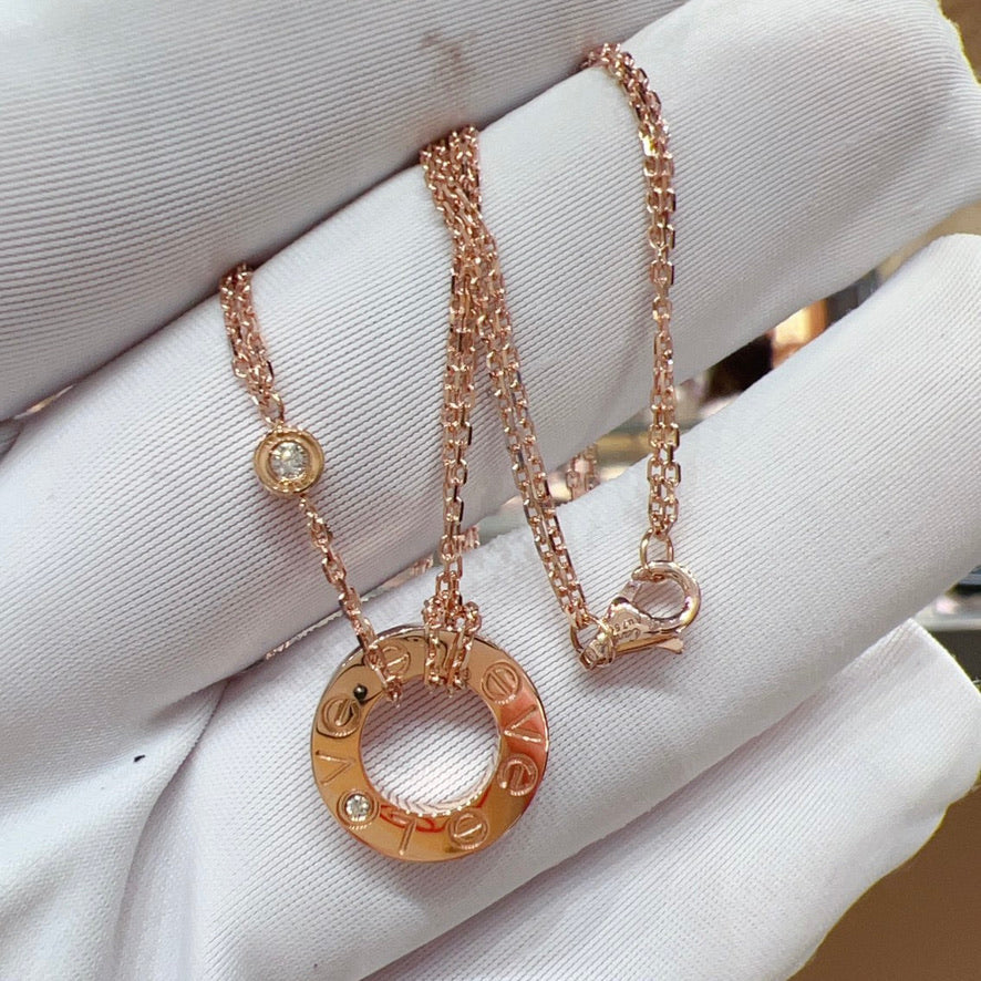 [Max Jewelry ]LOVE NECKLACE 16MM 2 DIAMONDS