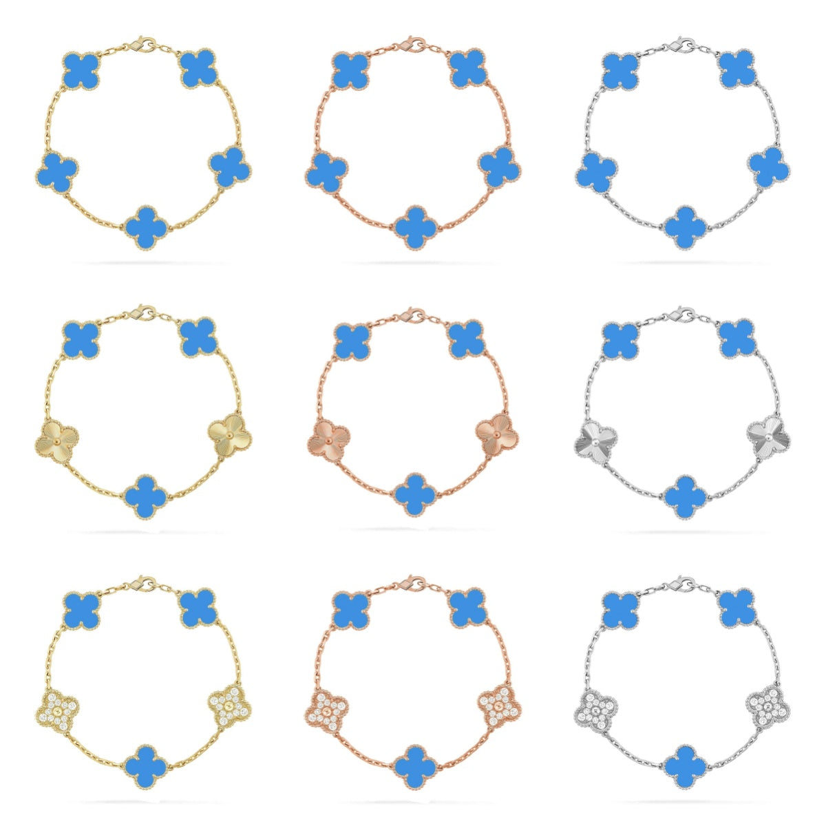 [Max Jewelry ] CLOVER 5 MOTIF BLUE AGATE BRACELET COLLECTION