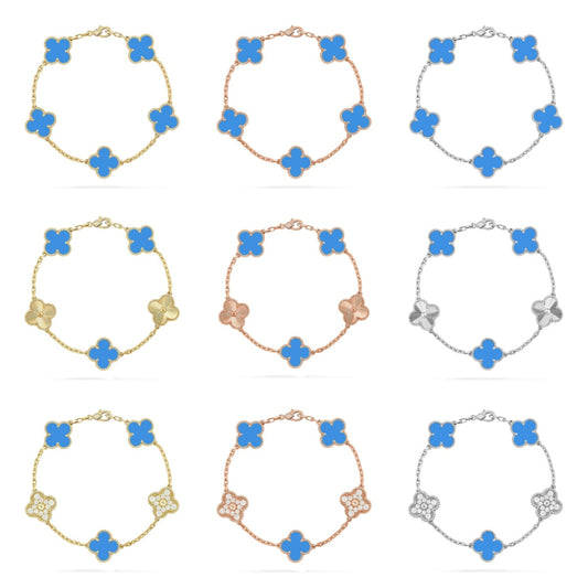 [Max Jewelry ] CLOVER 5 MOTIF BLUE AGATE BRACELET COLLECTION