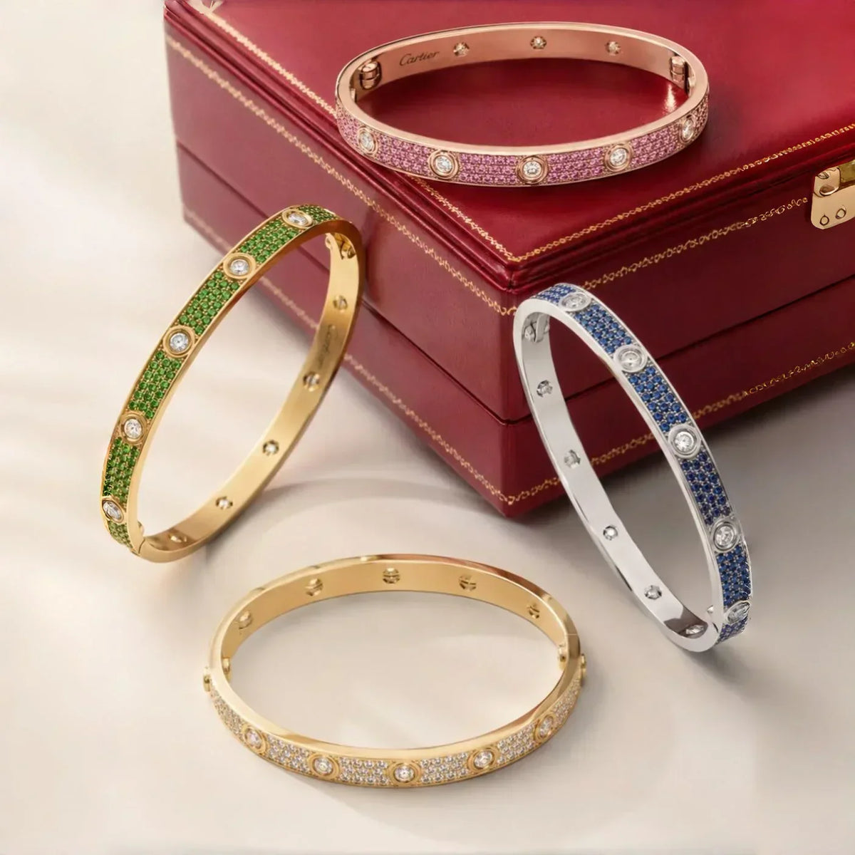[Plus&Max]Classic 6.1mm Love Bracelet 10-Diamond Full Pavé