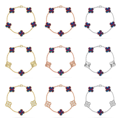 [Max Jewelry ]CLOVER 5 MOTIF COLOR GEMSTONES BRACELET COLLECTION