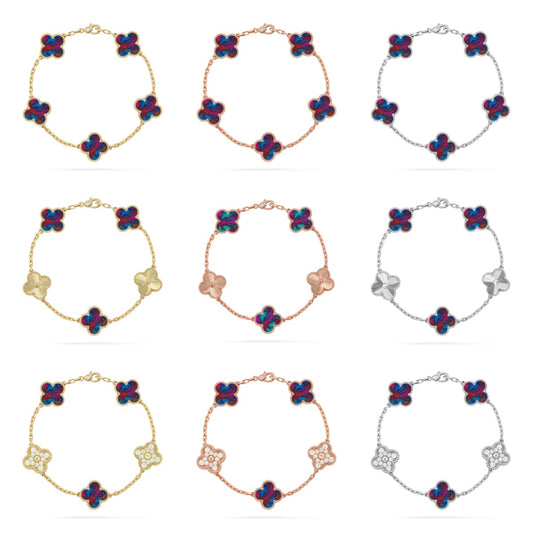 [Max Jewelry ]CLOVER 5 MOTIF COLOR GEMSTONES BRACELET COLLECTION