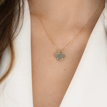 [Max Jewelry ]CLOVER 15MM  GRAY MOTHER OF PEARL NECKLACE
