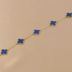 [Plus&Max]LUCKY CLOVER 5-MOTIF BRACELET - BLUE AGATE COLLECTION