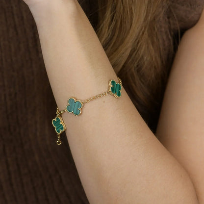 [Max Jewelry ] CLOVER 5 MOTIF MALACHITE BRACELET COLLECTION