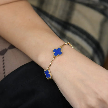 [Max Jewelry ] CLOVER 5 MOTIF BLUE AGATE BRACELET COLLECTION