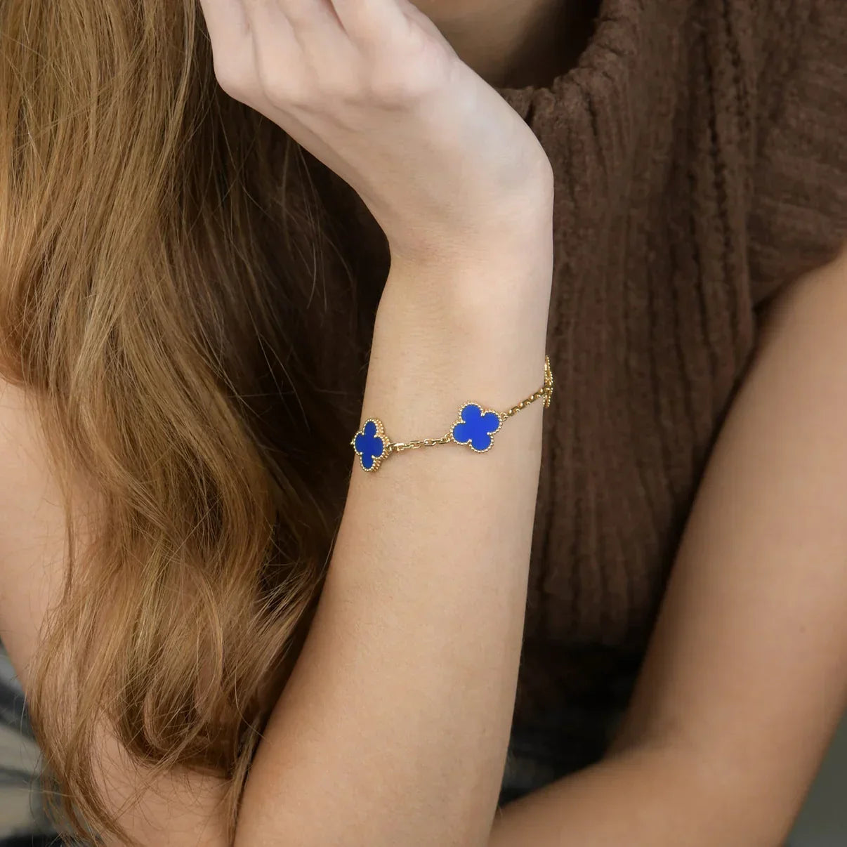 [Max Jewelry ] CLOVER 5 MOTIF BLUE AGATE BRACELET COLLECTION