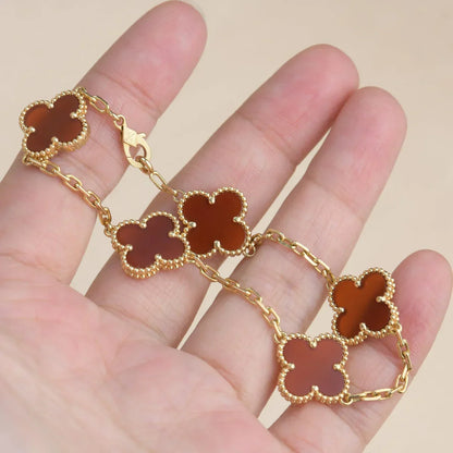[Max Jewelry ] CLOVER 5 MOTIF RED CORNELIAN BRACELET COLLECTION