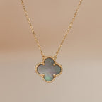 [Plus&Max]CLOVER 15MM  GRAY MOTHER OF PEARL NECKLACE