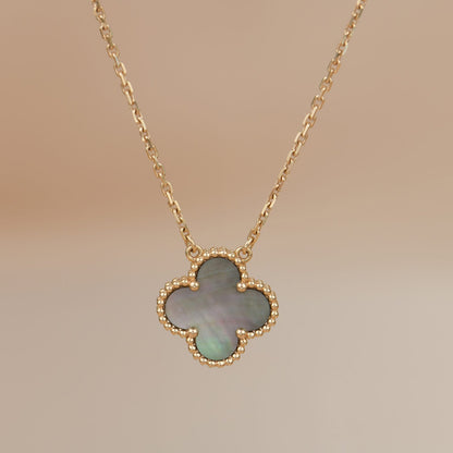 [Max Jewelry ]CLOVER 15MM  GRAY MOTHER OF PEARL NECKLACE