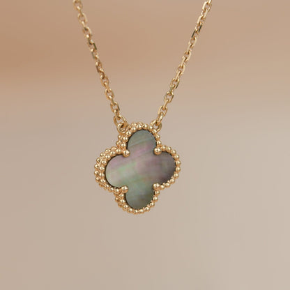 [Max Jewelry ]CLOVER 15MM  GRAY MOTHER OF PEARL NECKLACE