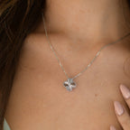 [Plus&Max]CLOVER  15MM DIAMOND LASER NECKLACE SILVER