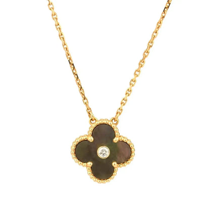 [Max Jewelry ]CLOVER 15MM DIAMOND AND MOTHER-OF-GREY NECKLACE