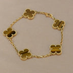 [Plus&Max]LUCKY CLOVER 5-MOTIF BRACELET -  TIGER’S EYE COLLECTION