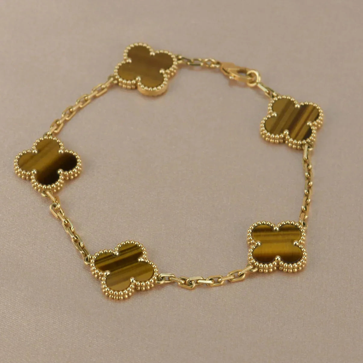 [Max Jewelry ] CLOVER 5 MOTIFS TIGER EYE BRACELET COLLECTION