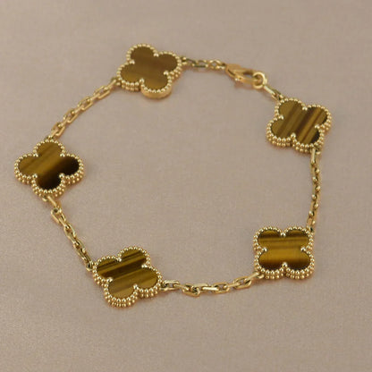 [Max Jewelry ] CLOVER 5 MOTIFS TIGER EYE BRACELET COLLECTION