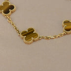 [Plus&Max]LUCKY CLOVER 5-MOTIF BRACELET -  TIGER’S EYE COLLECTION