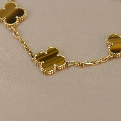 [Plus&Max]LUCKY CLOVER 5-MOTIF BRACELET -  TIGER’S EYE COLLECTION