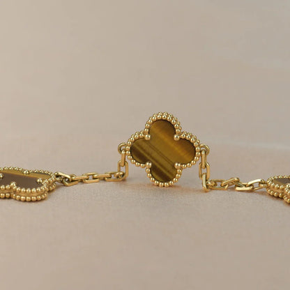 [Max Jewelry ] CLOVER 5 MOTIFS TIGER EYE BRACELET COLLECTION