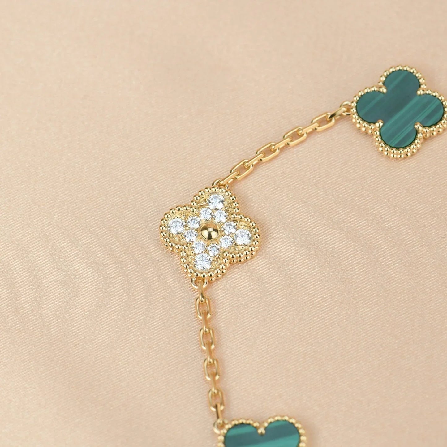 [Max Jewelry ] CLOVER 5 MOTIF MALACHITE BRACELET COLLECTION