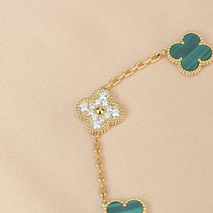 [Max Jewelry ] CLOVER 5 MOTIF MALACHITE BRACELET COLLECTION