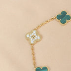 [Plus&Max]LUCKY CLOVER 5-MOTIF BRACELET - MALACHITE COLLECTION