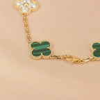 [Plus&Max]LUCKY CLOVER 5-MOTIF BRACELET - MALACHITE COLLECTION