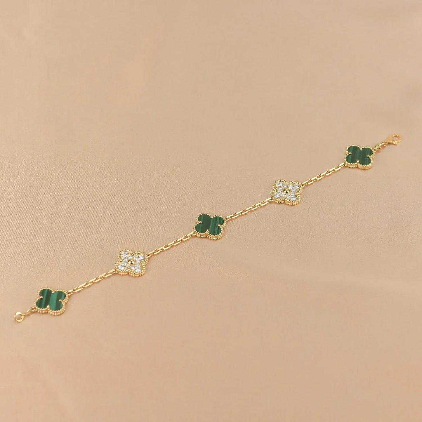 [Max Jewelry ] CLOVER 5 MOTIF MALACHITE BRACELET COLLECTION