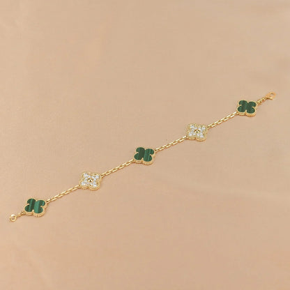 [Max Jewelry ] CLOVER 5 MOTIF MALACHITE BRACELET COLLECTION