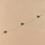 [Plus&Max]LUCKY CLOVER 5-MOTIF BRACELET - MALACHITE COLLECTION