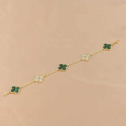 [Plus&Max]LUCKY CLOVER 5-MOTIF BRACELET - MALACHITE COLLECTION