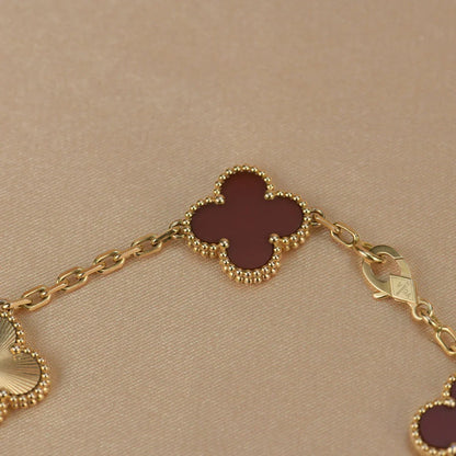 [Max Jewelry ] CLOVER 5 MOTIF RED CORNELIAN BRACELET COLLECTION