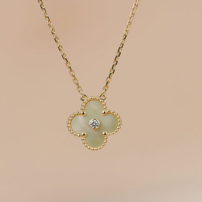 [Max Jewelry ]CLOVER 15MM DIAMOND GOLD MOTHER OF PEARL NECKLACE