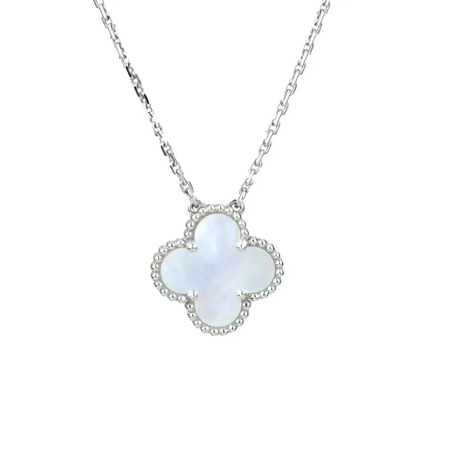 [Max Jewelry ]CLOVER  15MM WHITE MOTHER-OF-PEARL SILVER