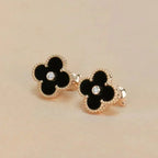 [Plus&Max]CLOVER MEDIUM 1 MOTIFS ONYX DIAMOND EARRINGS