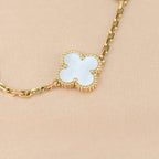 [Plus&Max]LUCKY CLOVER 5-MOTIF BRACELET - WHITE MOTHER-OF-PEARL COLLECTION