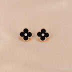 [Plus&Max]CLOVER MEDIUM 1 MOTIFS ONYX DIAMOND EARRINGS