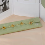 [Plus&Max]LUCKY CLOVER 5-MOTIF BRACELET -  TIGER’S EYE COLLECTION