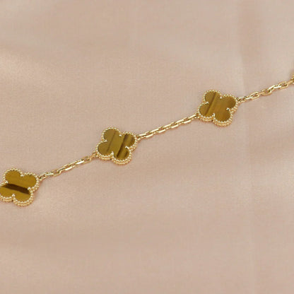 [Max Jewelry ] CLOVER 5 MOTIFS TIGER EYE BRACELET COLLECTION