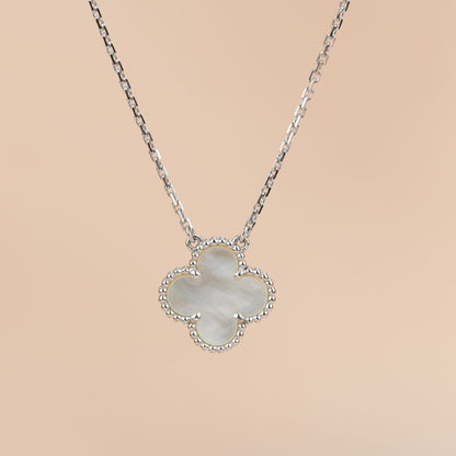 [Max Jewelry ]CLOVER  15MM WHITE MOTHER-OF-PEARL SILVER