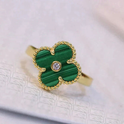 [Max Jewelry ]CLOVER MALACHITE RING GOLD DIAMOND