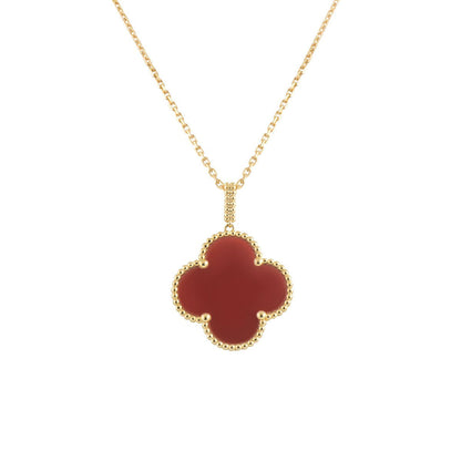 [Max Jewelry ]CLOVER 25MM NECKLACE GOLD CARNELIAN